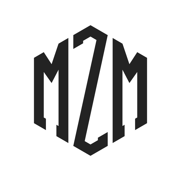 Diseño del logotipo de MZM Letra inicial MZM Monograma Logotipo con forma de hexágono