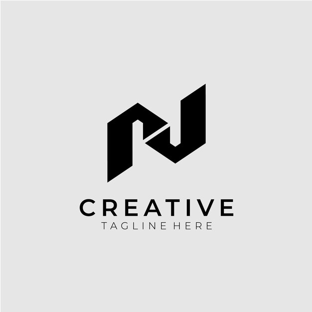 Diseño de logotipo N inicial con estilo de forma Logotipo de marca comercial