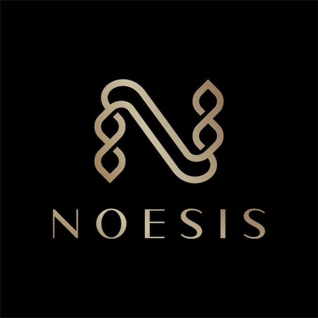 Diseño de logotipo N inicial con letra elegante y lujosa
