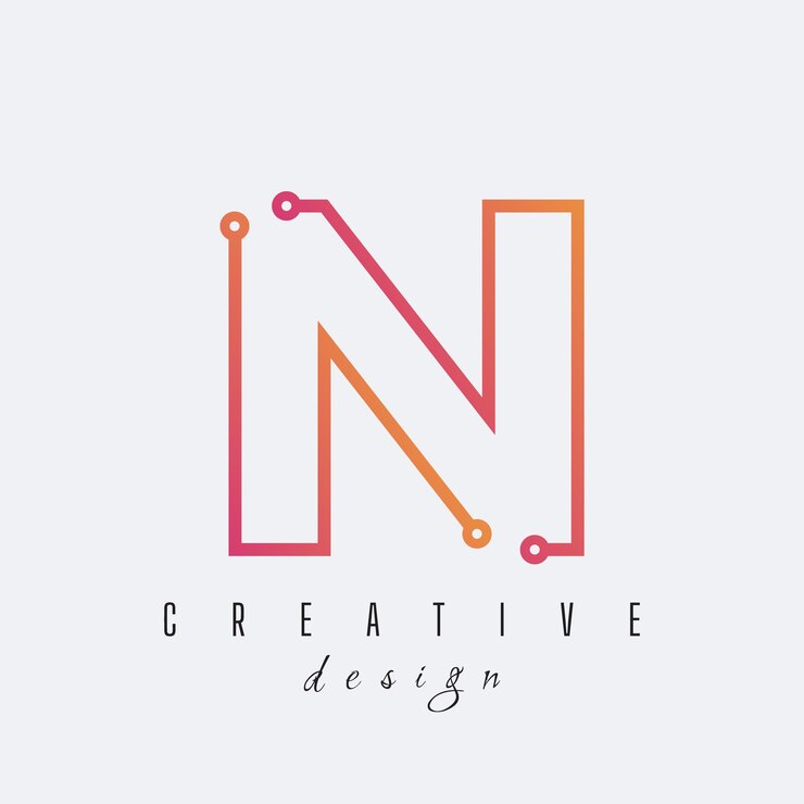 Vector diseño del logotipo n línea de tecnología símbolo de letra estilo de color gradiente ilustración vectorial
