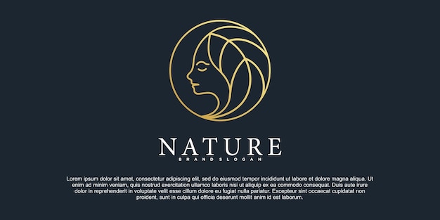 Vector diseño de logotipo de naturaleza de belleza de lujo con estilo de arte lineal moderno vector premium