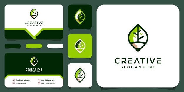 Diseño de logotipo de naturaleza de lápiz abstracto