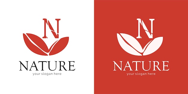 Diseño de logotipo de naturaleza con letra N