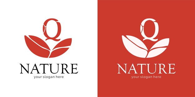 Diseño de logotipo de naturaleza con letra Q