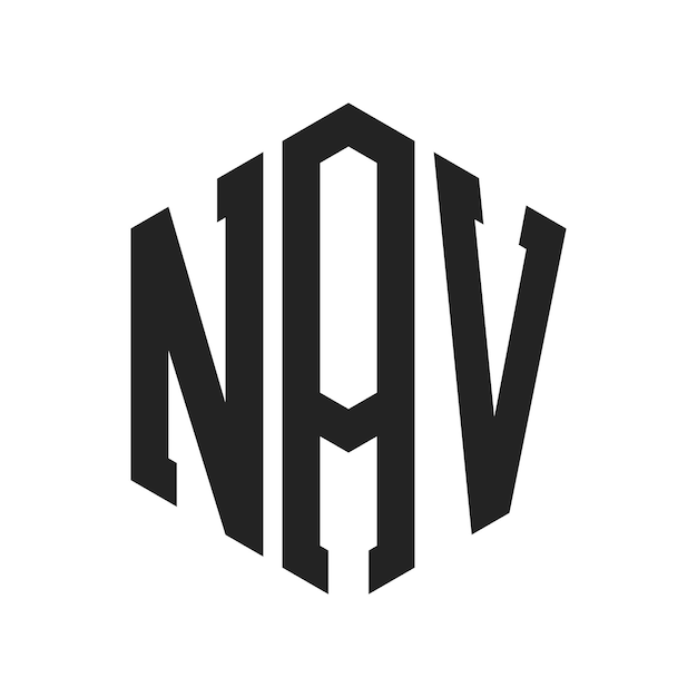 Diseño del logotipo NAV Letra inicial NAV Monograma Logotipo con forma de hexágono