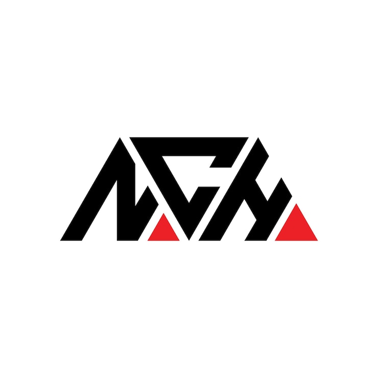 Vector diseño de logotipo de nch triángulo con forma de triángulo nch diseño de logotipo triángulo de nch monograma plantilla de logotipo vectorial de triángulos nch con color rojo logotipo triangular nch sencillo elegante y lujoso logotipo nch