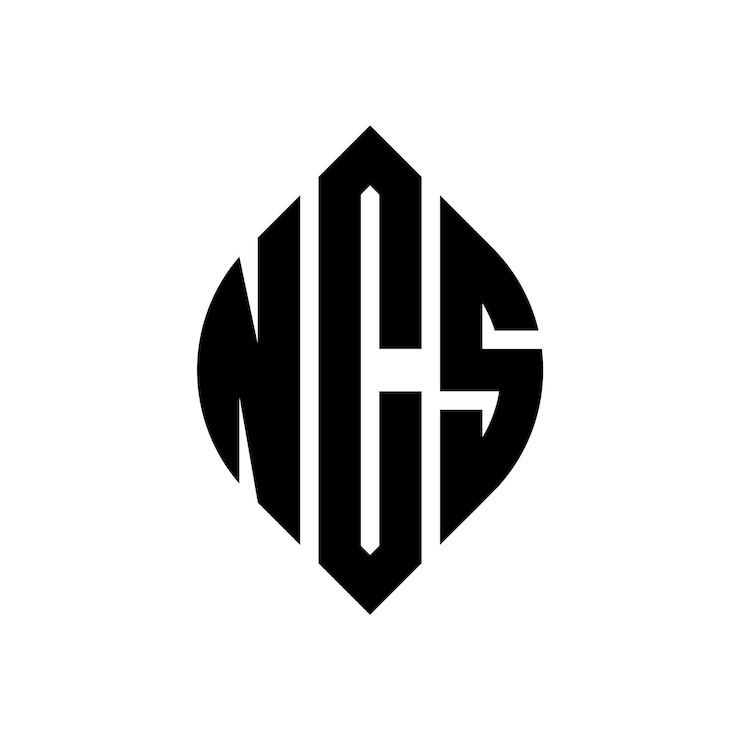 Vector el diseño del logotipo de la ncs con letras en círculo con forma de círculo y elipse ncs letras en elipse con estilo tipográfico las tres iniciales forman un logotipo de círculo ncs círculo emblema monograma abstracto letra marca vector