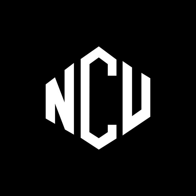El diseño del logotipo de la NCU con letras en forma de polígono, polígono y cubo, diseño de logotipo de NCU en forma de hexágono, plantilla de logotipo vectorial, colores blanco y negro, monograma de NCU, logotipo de negocios y bienes raíces.