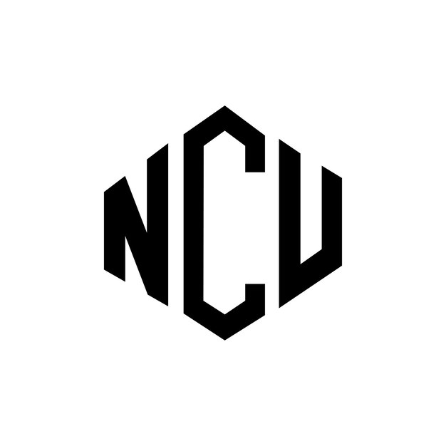 El diseño del logotipo de la NCU con letras en forma de polígono, polígono y cubo, diseño de logotipo de NCU en forma de hexágono, plantilla de logotipo vectorial, colores blanco y negro, monograma de NCU, logotipo de negocios y bienes raíces.