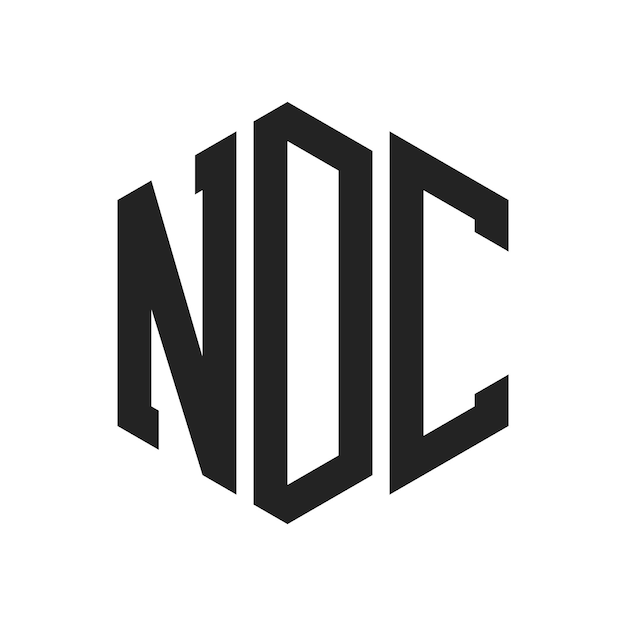 Diseño del logotipo del NDC Letra inicial Logotipo del monograma del NDC con forma de hexágono