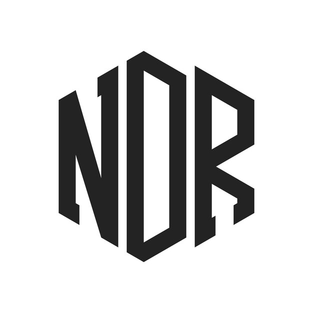 Diseño del logotipo NDR Letra inicial NDR Monograma Logotipo con forma de hexágono