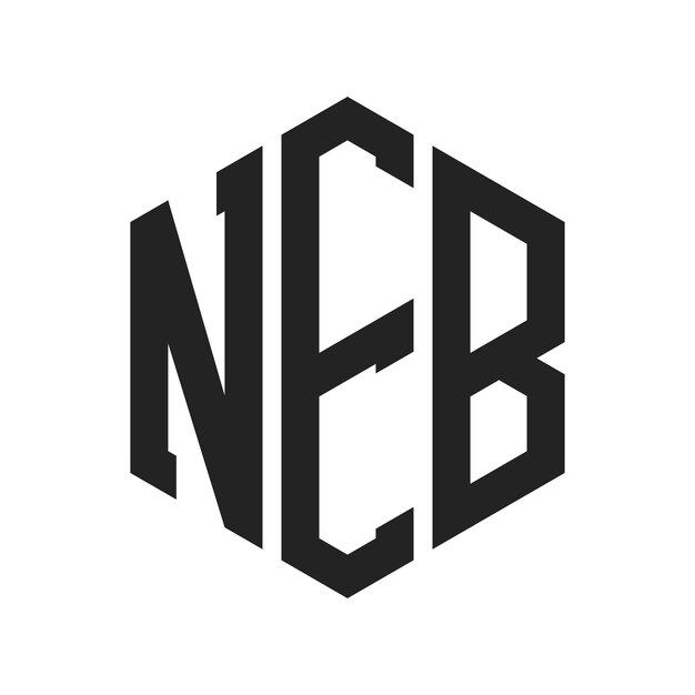 Diseño del logotipo de NEB Letra inicial NEB Monograma Logotipo con forma de hexágono
