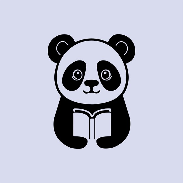 Diseño del logotipo negativo de la lectura del libro Panda