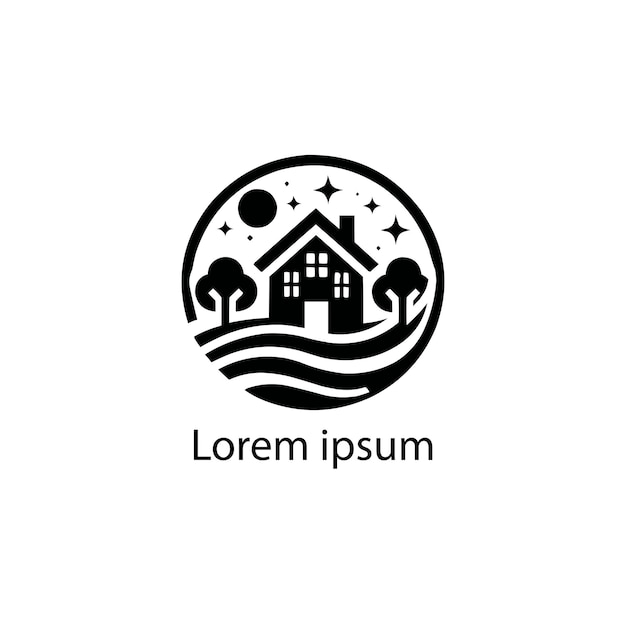 Un diseño de logotipo negro de bienes raíces