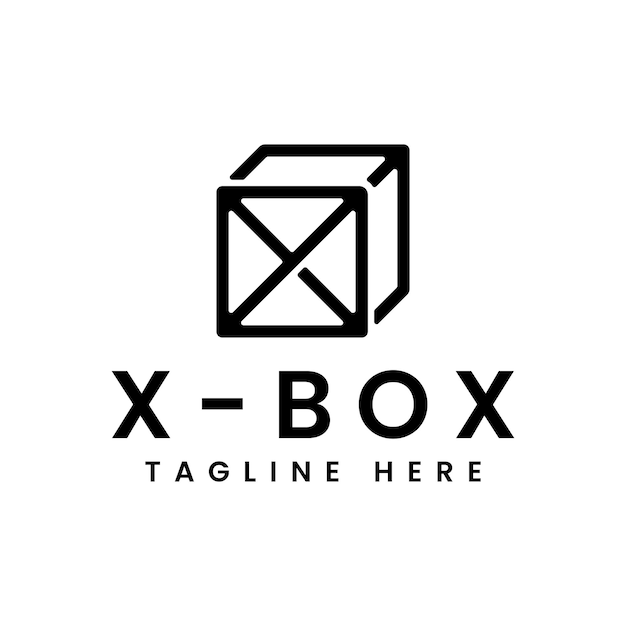 Diseño del logotipo negro de la caja de cartas x