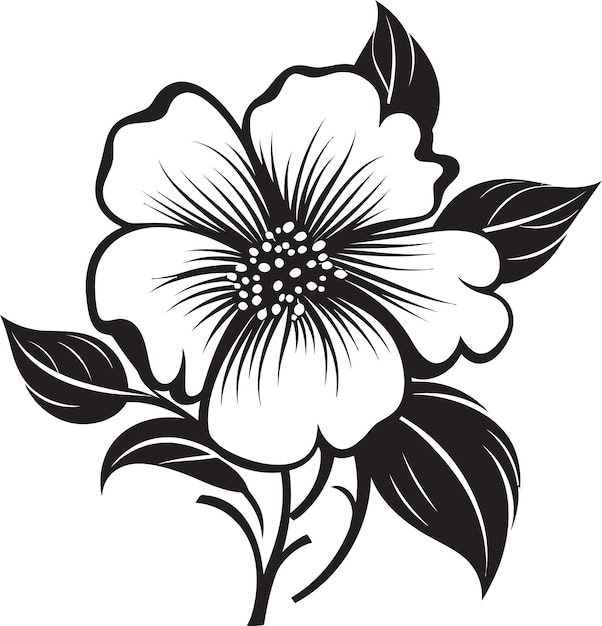 Diseño de logotipo negro de vector de flores elegante Icono de flor etérea Símbolo monocromático