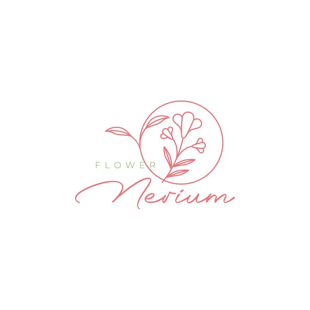 Diseño de logotipo de nerium de flor de arte estético.