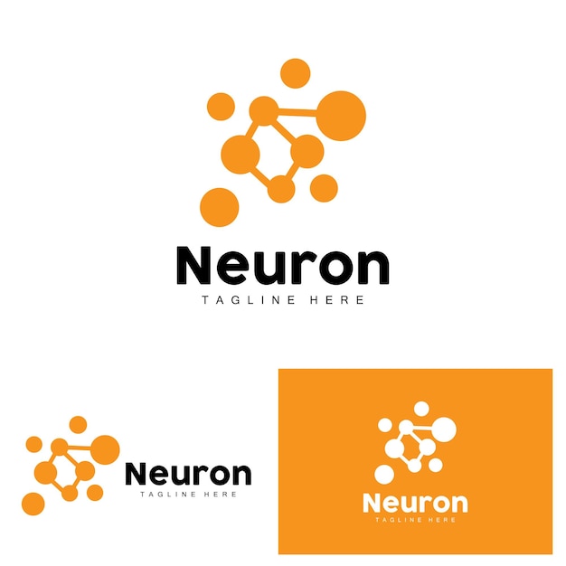 Diseño del logotipo de la neurona Ilustración de la salud Molécula de ADN Célula nerviosa Abstracto Ilustración simple