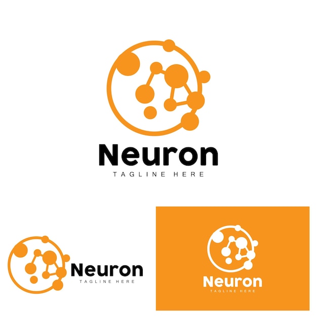 Diseño del logotipo de la neurona Ilustración de la salud Molécula de ADN Célula nerviosa Abstracto Ilustración simple