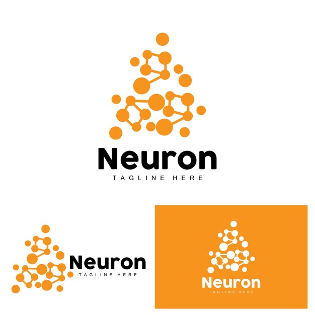 Diseño del logotipo de la neurona Ilustración de la salud Molécula de ADN Célula nerviosa Abstracto Ilustración simple
