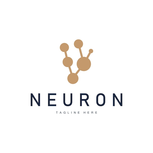 Diseño del logotipo de la neurona Ilustración de la salud Molécula de ADN Célula nerviosa Abstracto Ilustración simple