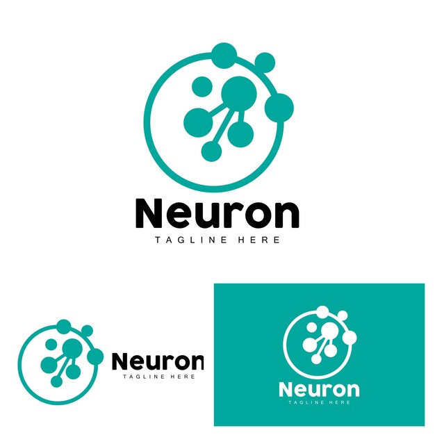 Diseño del logotipo de la neurona Ilustración de la salud Molécula de ADN Célula nerviosa Resumen Ilustración simple