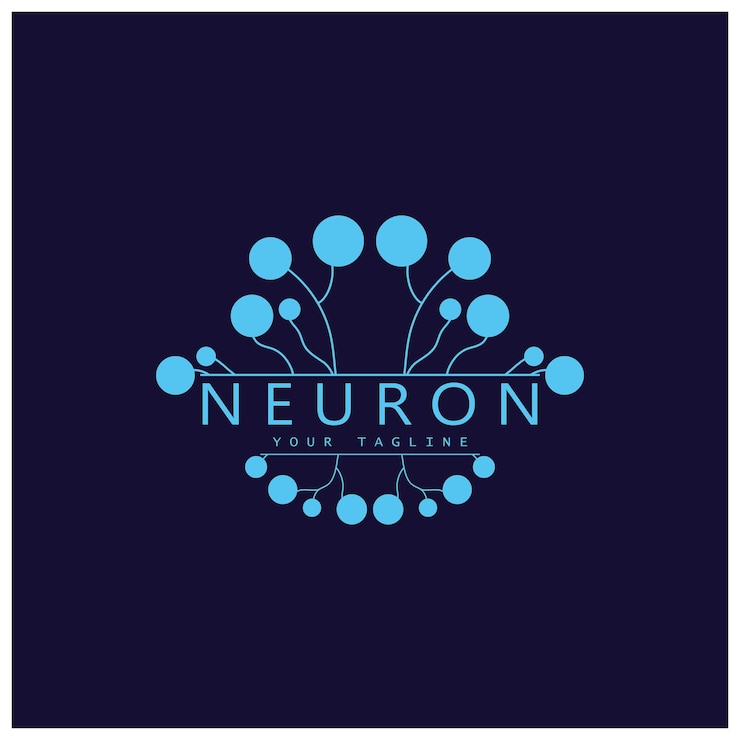 Vector diseño del logotipo de la neurona o la célula nerviosa diseño de la molécula icona de plantilla de ilustración del logotipo con concepto vectorial