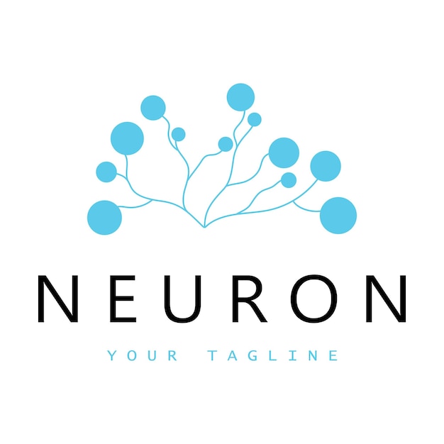 Vector diseño del logotipo de la neurona o la célula nerviosa diseño de la molécula icona de plantilla de ilustración del logotipo con concepto vectorial