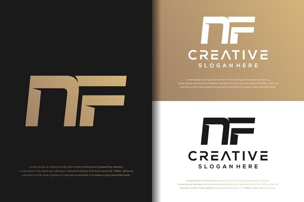 Diseño de logotipo NF de letra de monograma abstracto