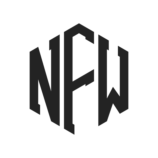 Diseño del logotipo de NFW Letra inicial NFW Monograma Logotipo con forma de hexágono