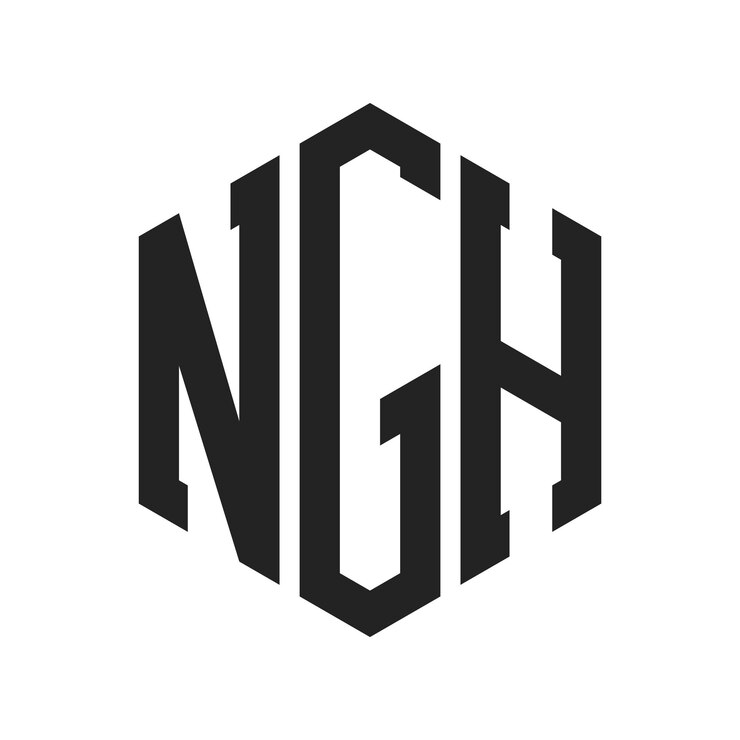 Vector diseño del logotipo de ngh letra inicial ngh monograma logotipo con forma de hexágono