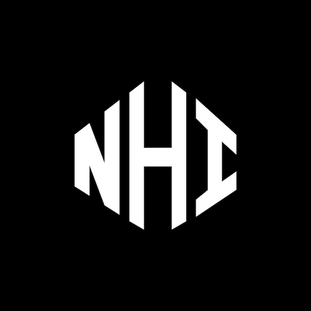 Diseño del logotipo de NHI con letras en forma de polígono NHI diseño del logotipo en forma de póligono y cubo NHI hexágono modelo de logotipo vectorial colores blanco y negro NHI monograma logotipo de negocios y bienes raíces