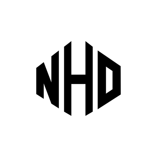 Diseño del logotipo de NHO con letras en forma de polígono NHO diseño del logotipo en forma de poligono y cubo NHO hexágono modelo de logotipo vectorial colores blanco y negro NHO monograma logotipo de negocios e inmobiliario