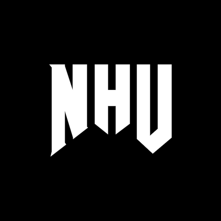 Vector diseño de logotipo de nhu para una empresa de tecnología nhu diseño de logotipo nhu combinación de colores blanco y negro nhu logo nhu vector nhu diseño nhu icono nhu alfabeto nhu tipografía diseño del logotipo