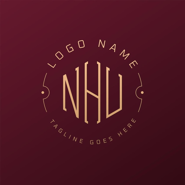 Diseño de logotipo de NHU de lujo Letra elegante NHU Monograma Logotipo minimalista Poligono NHU Templata de diseño de logotipo
