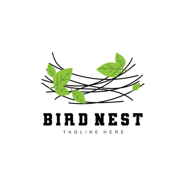 Diseño de logotipo de nido de pájaro Vector de casa de pájaro para huevos Ilustración de logotipo de árbol de pájaro