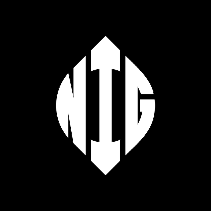 Vector el diseño del logotipo nig con letras en círculo con forma de círculo y elipse nig letras en elipse con estilo tipográfico las tres iniciales forman un logotipo en círculo nig círculo emblema monograma abstracto carta marca vector