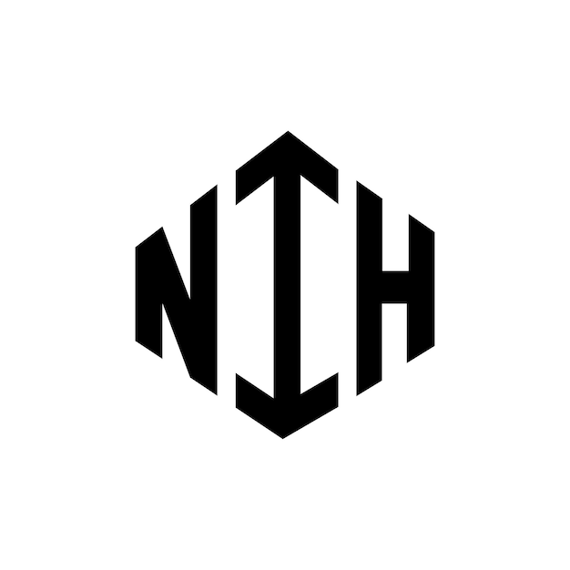 Diseño del logotipo del NIH con letras en forma de polígono NIH diseño del logotipo en forma de póligono y cubo NIH hexágono patrón del logotipo vectorial colores blanco y negro NIH monograma logotipo de negocios y bienes raíces