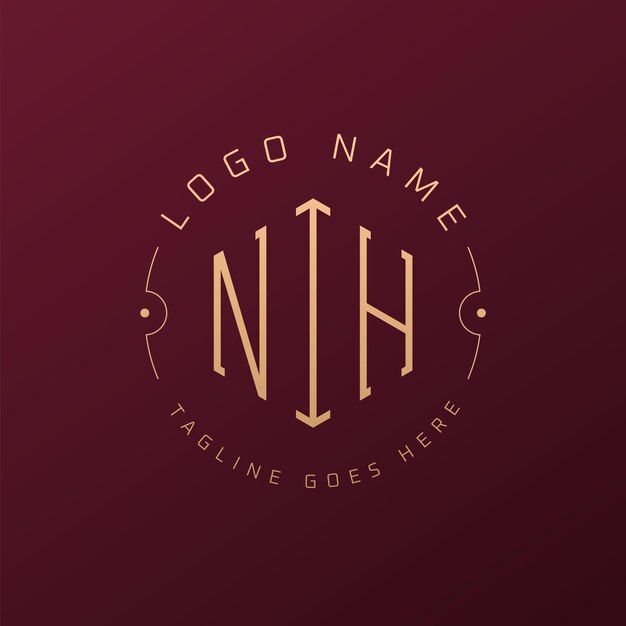 Diseño de logotipo del NIH de lujo Letra elegante NIH Monograma Logotipo minimalista Poligono Estampa de diseño de logotipo de NIH