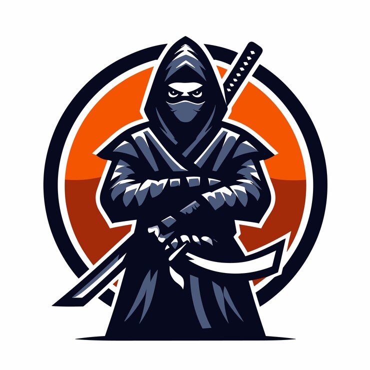 Diseño del logotipo ninja con detalles vectoriales