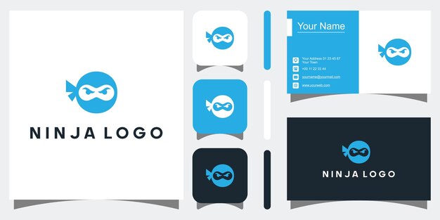 Diseño de logotipo ninja Vector Premium