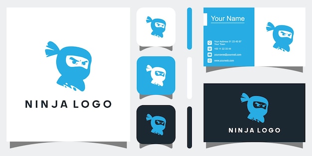Diseño de logotipo ninja Vector Premium