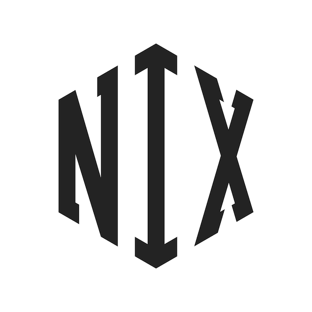 Diseño del logotipo de NIX Letra inicial Logotipo del monograma de NIX con forma de hexágono