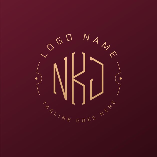 Diseño de logotipo de NKJ de lujo Letra elegante NKJ Monograma Logotipo minimalista Poligono Template de diseño de logotipo NKJ