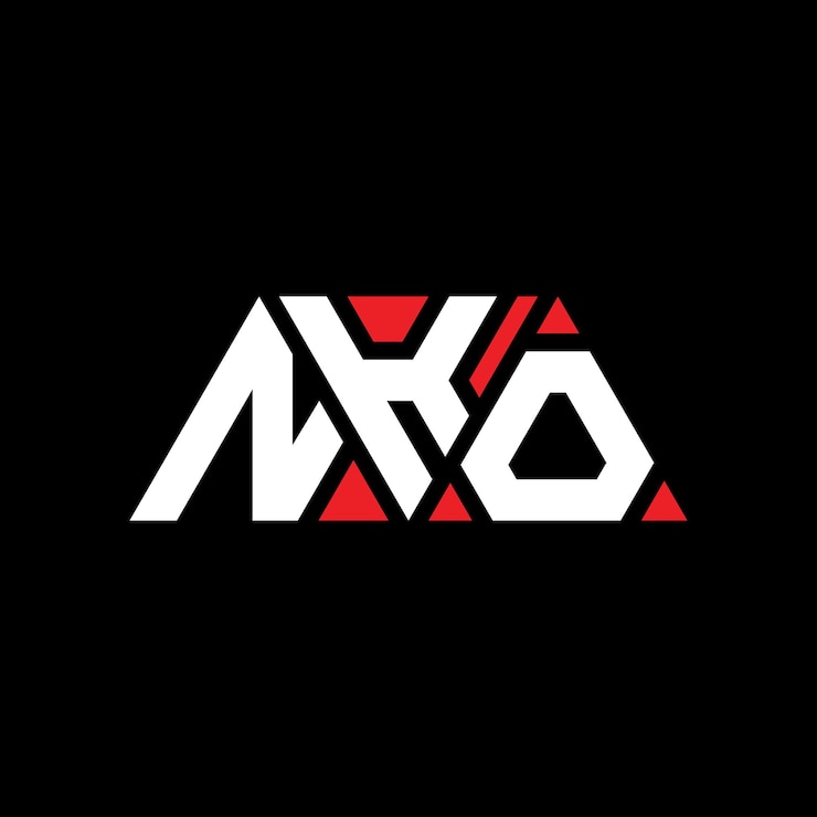 Vector diseño de logotipo de nko con letras triangulares con forma de triángulo nko diseño de logotipo triangular con monograma nko triángulo vectorial plantilla de logotipo con color rojo nko logotipo triangular simple elegante y lujoso logotipo nko