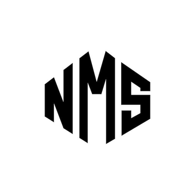 Diseño de logotipo de NMS con letras en forma de polígono NMS diseño de logotipo en forma de póligono y cubo NMS hexágono patrón de logotipo vectorial colores blanco y negro NMS monograma logotipo de negocios y bienes raíces