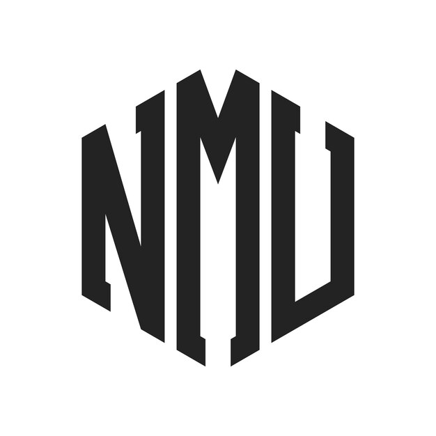 Diseño del logotipo de NMU Letra inicial Monograma de NMU Logotipo con forma de hexágono