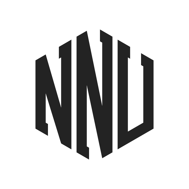 Diseño del logotipo de NNU Letra inicial NNU Monograma Logotipo con forma de hexágono