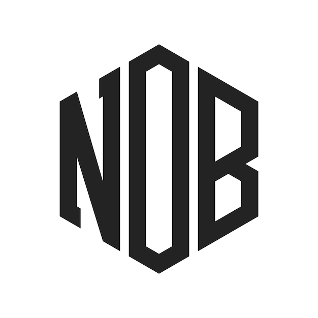 Diseño del logotipo NOB Letra inicial NOB Monograma Logotipo con forma de hexágono
