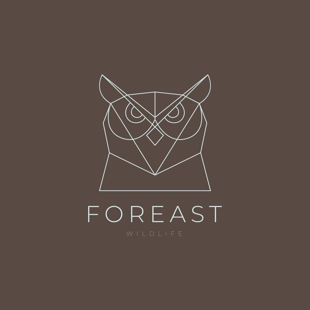 El diseño del logotipo nocturno de la cabeza de búho es un vector minimalista.